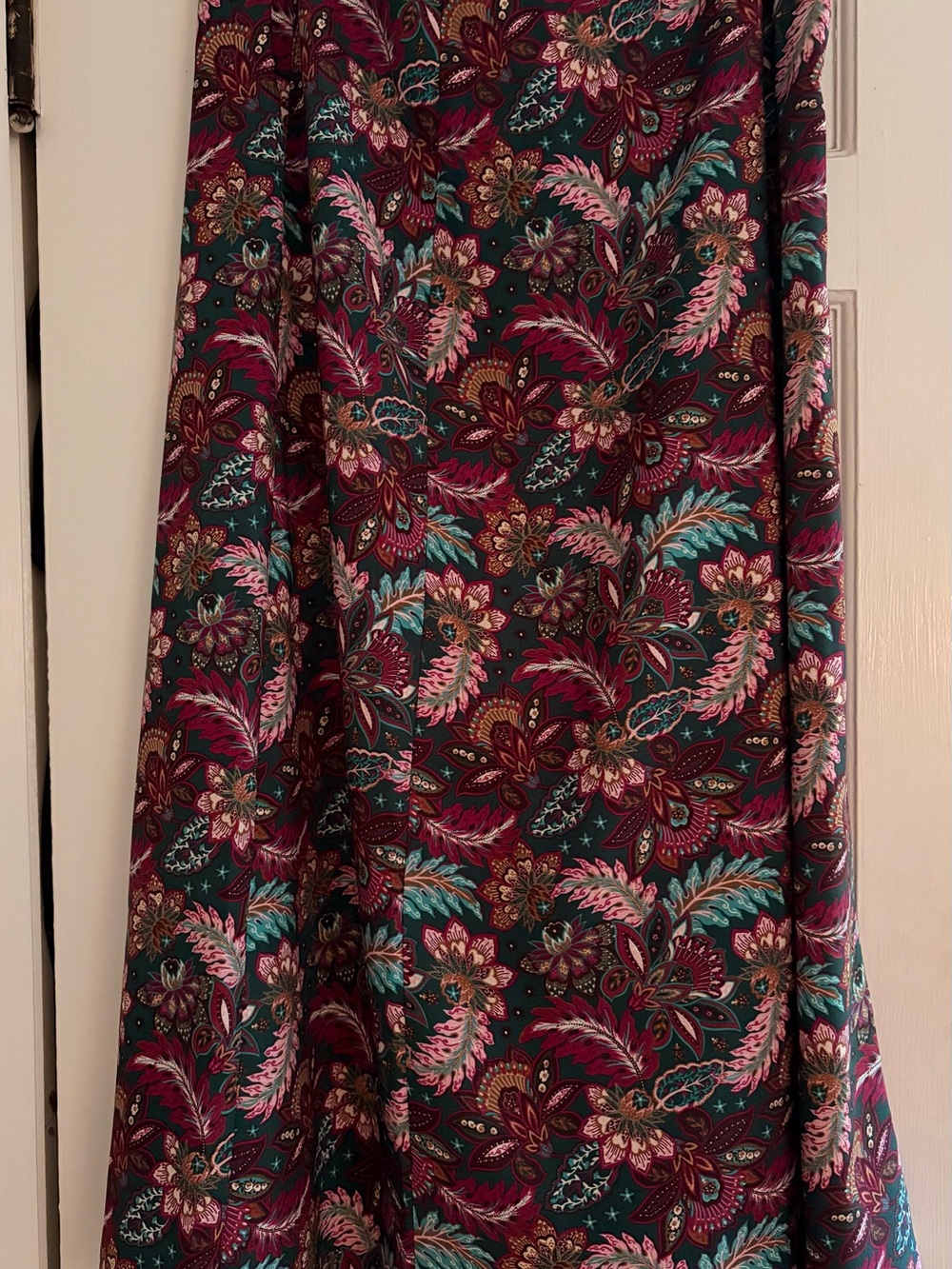 LOFT Floral Paisley Maxi Skirt - Teal, Burgundy & Pink